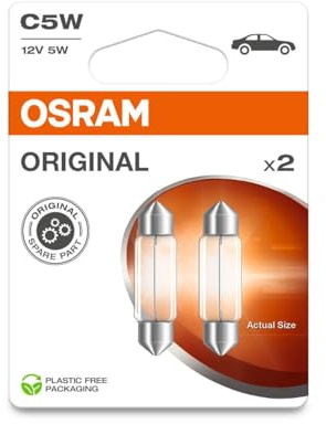 INION 2x OSR. ORIGINAL Auto Lampen C5W 12V 5W 36mm 6418-2BL 6418 Halogen Birnen Doppelblister (2 Lampen)