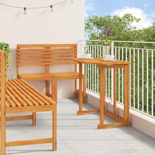 Owoxanthellate Gartenmöbel Set 90x50x75 cm aus Akazienholz wetterfestes Balkon Bistro Set mit Tisch und 2 Stühlen rustikal für Terrasse kleinen Garten und Wintergarten