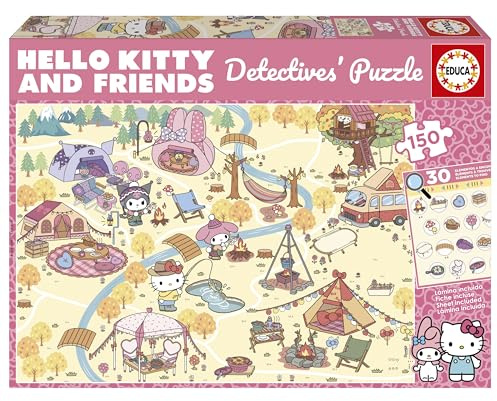 Educa - Hello Kitty Detektive | 150-teiliges Puzzle für Kinder | Zusammensetzen und die versteckten Objekte Finden | Empfohlen für Kinder von 6 bis 8 Jahren (20512)