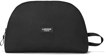 Larkson Kulturtasche Damen & Herren Schwarz - Tilda Large - Stylischer Kosmetikbeutel zum Hinstellen - Große Waschtasche für Reise, Camping, Schwimmbad