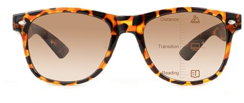 OKH Gleitsicht-Sonnenbrille Lesebrille Herren Damen, Multifokal Progressiv ohne Linie, UV400 Schutz Sonnenlesebrille, Übergangslinsen (Schildkröte +2,5)