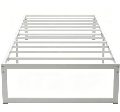 HOMCOM Bettgestell 200 x 90 cm, 32,5 cm Hoch, Stauraum, Lattenrost, Weiß | Unter Dem Bett, Geräuscharm, Kein Boxspring Erforderlich, Einfache Montage