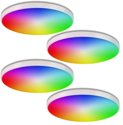 Fosingut LED Deckenleuchte Dimmbar 24W Ø30cm,RGBCCT Farbwechsel Deckenlampe mit Fernbedienung/Alexa/APP-Steuerung/Musikmodus,Nachtlicht Kinder Lampe Decke für Schlafzimmer,Wohnzimmer,Badezimmer-4pcs