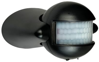 Détecteur de Mouvement Infrarouge Noir, IP44, portée 12m, Angle Detect. 180°, Garantie 3 Ans - Tibelec