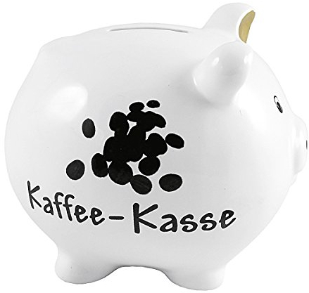 Goldbach Dolomite Kaffe-Kasse Sparschwein, glasiert, 14 x 12 x 13 cm, sonstiges, weiß, Einheitsgröße