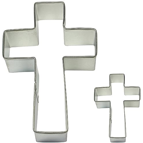PME SC604 Cross Cookie und Cake Cutters, kleine Größen, 2er-Set, Edelstahl, Silver, 10 x 2 x 7 cm