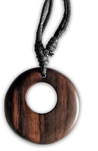 viva-adorno Halskette Holzanhänger Baumwollband Surfer Kette Länge verstellbar HK31, D4 Blume