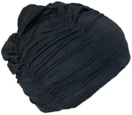 Gorro de Piscina Dolcevita Negro | Gorro para Pelo Largo| Gorro de Tejido | Gorro de Natación|Alta Comodidad y Elegancia | Diseño y Estilo Italiano