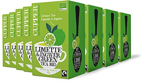 Cupper Bio Gr?ner Tee Limette Ingwer, 8er Pack
