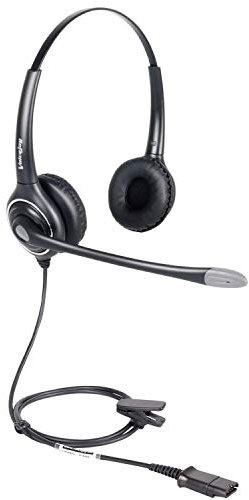 VoiceJoy Binaural Headset with Noise Cancelling Microphone with QD(Quick Disconnect),Compatible and Plantronics QD Quick Disconnect Connector