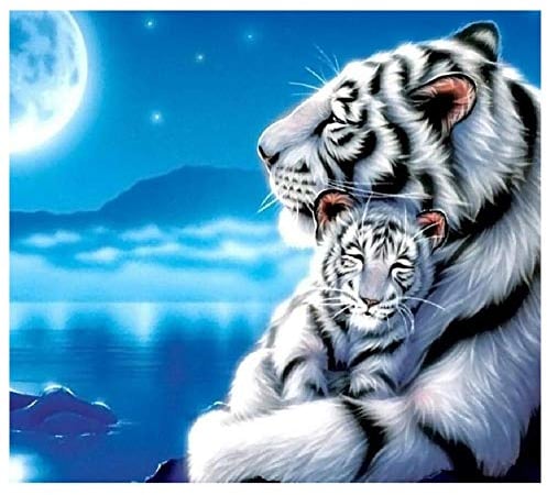 Klassisches Erwachsene Holzpuzzle 1000 Teile Mutter des Weißen Tigers Und Kleiner Tiger Unisex-Spiele