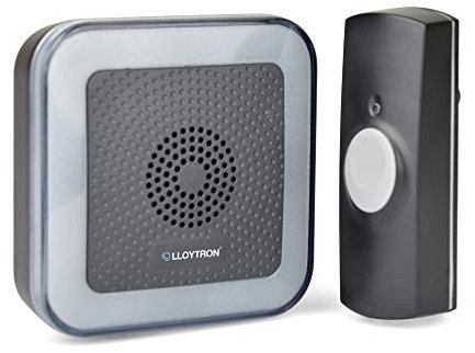 Lloytron MIP System 3 Hearing Impaired Doorbell Kit – Plug-in Chime Receiver with Large LED Strobe Light and Battery Operated Bell Push – 32 Melodies/Up to 80dB Volume/Wireless –B7533BK – Black
