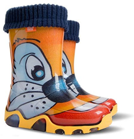 Demar LUX Gummistiefel Regenstiefel Kinderstiefel gefüttert mit Innensocken Mädchen Jungen (30/31, Hase)