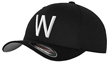 GIDUTEX Flexfit Original Schwarze Basecap Baseball Cap Wooly Combed Mütze inkl. Initial Buchstaben in 3D Stick weiß (S/M, W)