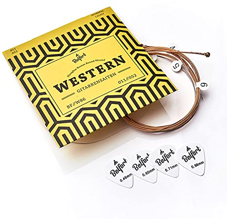 BELFORT® Gitarrensaiten für Westerngitarre - Premium Phosphor-Bronze 7 Saiten-Set für Western & Akustikgitarre