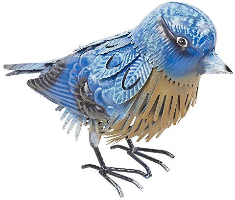 URBNLIVING Dekorative Metallvögel für den Außenbereich, wetterbeständig, Teich-, Rasen-Ornamente und Gartendekoration (kleiner blauer Vogel)