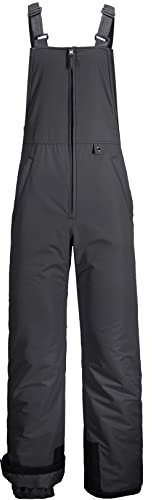 GEMYSE Herren Wasserdichte Winter Skihose mit verstellbaren Trägern Overall Winddichte Schneehose (Grau Schwarz,XL)