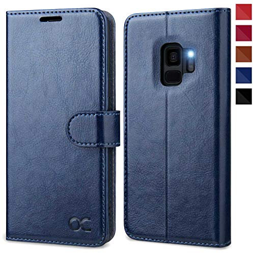 OCASE Coque Etui Samsung Galaxy S9, Antichoc TPU Housse en Cuir Premium PU Portefeuille [Béquille] [Fentes pour Cartes] [Fermoir Magnétique] Protection pour Galaxy S9 (5,8) - Bleu