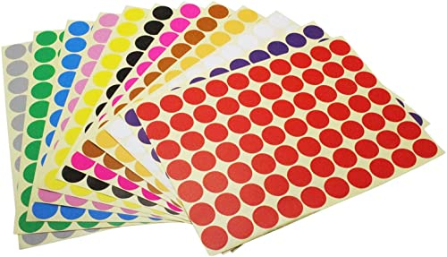 Punktaufkleber,16 Blatt 16mm Runde Rund Punkt Aufkleber 1640 Klebepunkte Regenbogen Aufkleber Farbkodierung Etiketten Markierungspunkte for Büro Schule Kalender Karte Kunsthandwerk