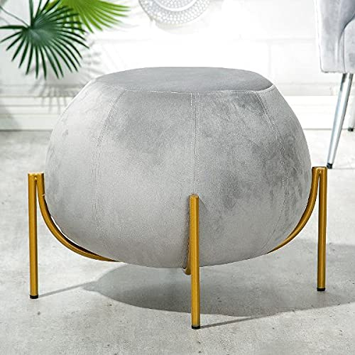 Casablanca Hocker/Pouf York grau, Samtstoff