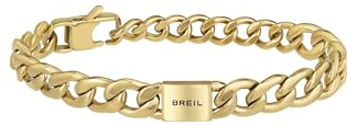 Breil, Collezione Logomania, Bracciale Uomo in Acciaio Specchiato IP Gold con Catena Groumette e Logo Breil, Pratica Chiusura a Moschettone, Idee Regalo Uomo, Lunghezza Regolabile 17-22 cm, Gold