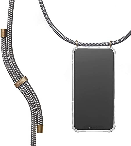 KNOK Premium Handykette für Apple iPhone 13 Mini, Grau, transparent