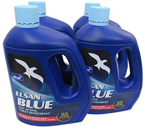 Elsan Blue Toilet Fluid 4L x 4 Bottles (Chemicals Caravan Motorhome Deodorant)