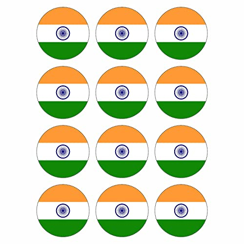 12 Stück Aufkleber Indien Rund 4 cm | India Flag | wetterfest & UV Schutz | Set