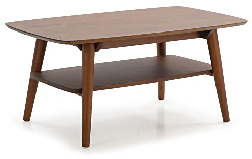 HOMN LIVING Mesa de Centro Palma 1 Hueco Color Nogal, Madera Maciza, 100 cm (Ancho) 60 cm (Profundo) 45 cm (Altura)