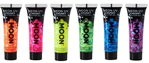 Moon Glow Neon UV Gel pailleté pour le visage et le corps, jaune, 12 ml (lot de 1)