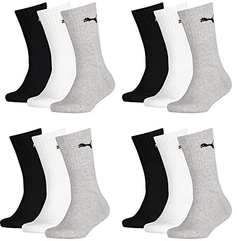 PUMA Junior Crew Socks 12er Pack, grey/white/black, 35-38
