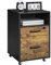 Yaheetech Caisson de Bureau sur roulettes à 2 Tiroirs, Meuble Rangement de doissier doucument, Compartiment Ouvert, 40 × 40 × 65,5 cm Brun Rustique et Noir