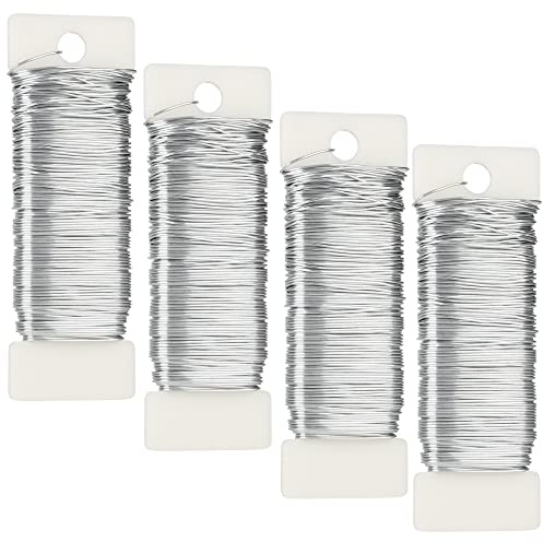 Febwind Flexible Paddle Wire - 152 Yards Silver 22 Gauge Floral Wire for Flower Arrangement, Garland, Wreaths & Plant Crafts