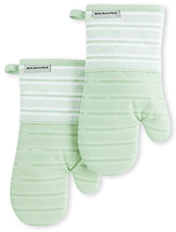 KitchenAid Albany Ofenhandschuh-Set, Pistazie, 17,8 x 33 cm, 2 Stück
