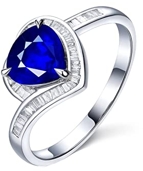 Hochzeitsringe, Memento Mori Ring 18 Karat (750) Weißgold mit 0,68ct Blau Herzschliff Saphir Größe 60 (19,1)