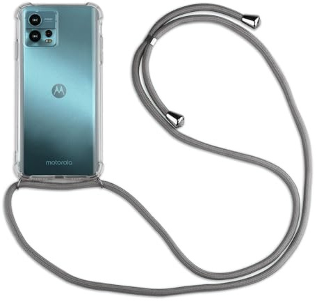 betterfon Hülle Kompatibel mit Motorola Moto G72 | Handykette Smartphone Halskette Hülle mit Band | Handyhülle mit Kordel zum Umhängen Kompatibel für Moto G72 | Grau