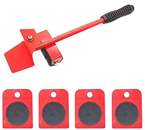5 teiliger Möbel Mover Lifter Kit 100 x 80 mm Möbelwagen mit Heber, 300kg Tragfähigkeit Leicht Bewegliches Rollen Transportieren System für Möbel und Geräte