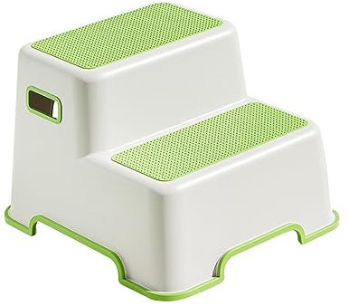 Predolo Taburete de Dos Escalones para Niños Pequeños, Antideslizante para Entrenamiento de Inodoro, Escalonado de Baño, Verde