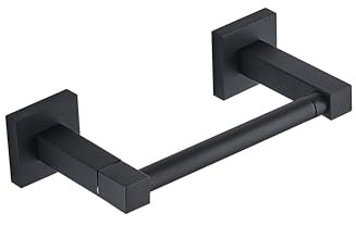 Toilet Paper Holder Wall Mounted for Bathroom, Double Post Pivoting Square Tissue Holders Roll Holder Hangers Toilet Paper Stand (Black)