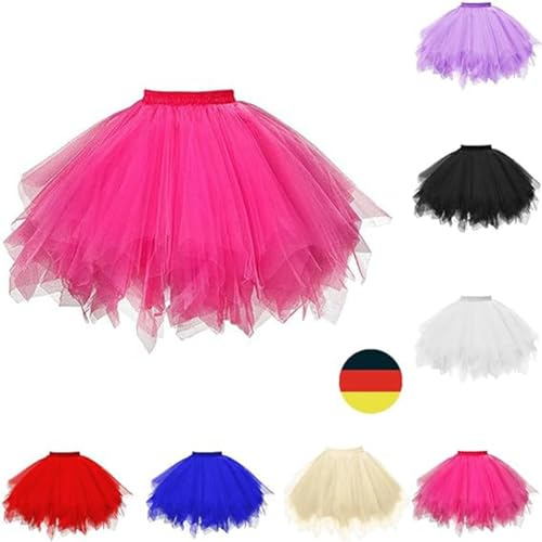 Damen tüllrock Karneval Klassisch Elastisch Damen Karneval Kostüm Tüllrock 50er Tütü Rock Kurz Ballett Unterrock Crinoline Petticoat Tutu