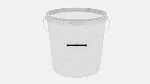 MARMOS-PLAST 1 cubo de 20 litros, juego de cubos de plástico transparente con tapa, apilable, para leche, miel, recipiente para liberación de alimentos, apto para alimentos, para harina, agua