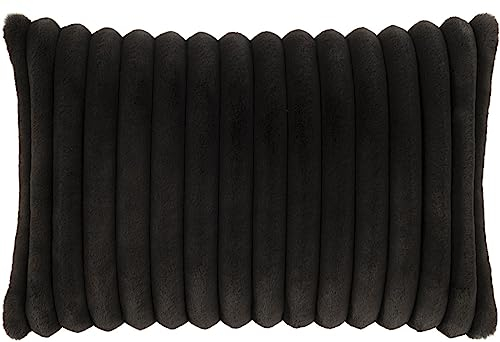MAGMA Kissenhülle Kissenbezug Fellimitat Dicke Streifen flauschig weich samtig 40x60cm Raya anthrazit