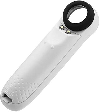 40-fache Handtaschenlupe mit 2 LED-Lichtern, aus ABS & Acryl, Ideal für Senioren und Kinder, zum Prüfen von Schmuck, Karten und Briefmarken (Weiss)