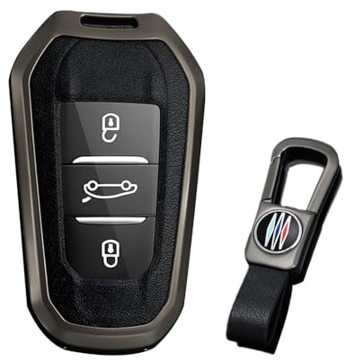 KUNIO Keyless Coque de clé Convient pour Peugeot 3008 5008 2008 308 508 208 Convient pour Opel Grandland X Astra L Convient pour Citroën C3 C4 DS5 DS7 Coque de Protection en métal B Noir