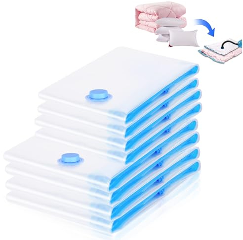 Vakuumbeutel für Kleidung, 8er Set Wiederverwendbar Reise Vakuum Aufbewahrungsbeutel Kleiderbeutel für Kleidung, Bettdecken, Bettwäsche, Kissen, 4L + 4XL