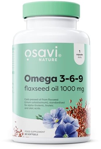 Osavi Omega 3-6-9 Flaxseed Oil, 1000mg - 60 softgels