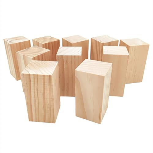 10PCS Unfinished Wooden Blocks for Carving,10x5x5cm Rectangular Wood Craft Cubes, Whittling Wood Blank Blocks for DIY Carving