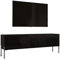 Meuble TV Bas Moderne - Noir Mat/Pieds Chromés - 140x52x32 cm