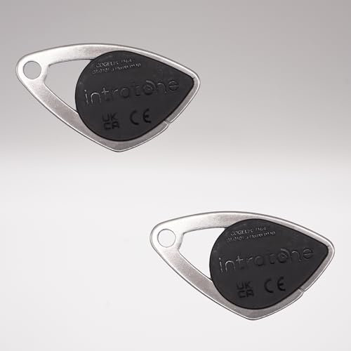 Badge de Proximité Intratone - Couleurs aux choix - Sécurisé RFID | Contrôlé pour Copropriétés et Immeubles | Programmation par Syndic ou Installateur Agréé + 1 Porte-clés DOMOBIP (Noir - Lot de 2)