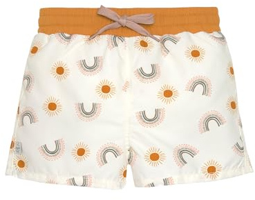 LÄSSIG Baby Kinder Badehose kurz mit UV-Schutz und integrierter Schwimmwindel/Boardie Shorts Rainbow Nature, 13-18 Monate, Größe: 86